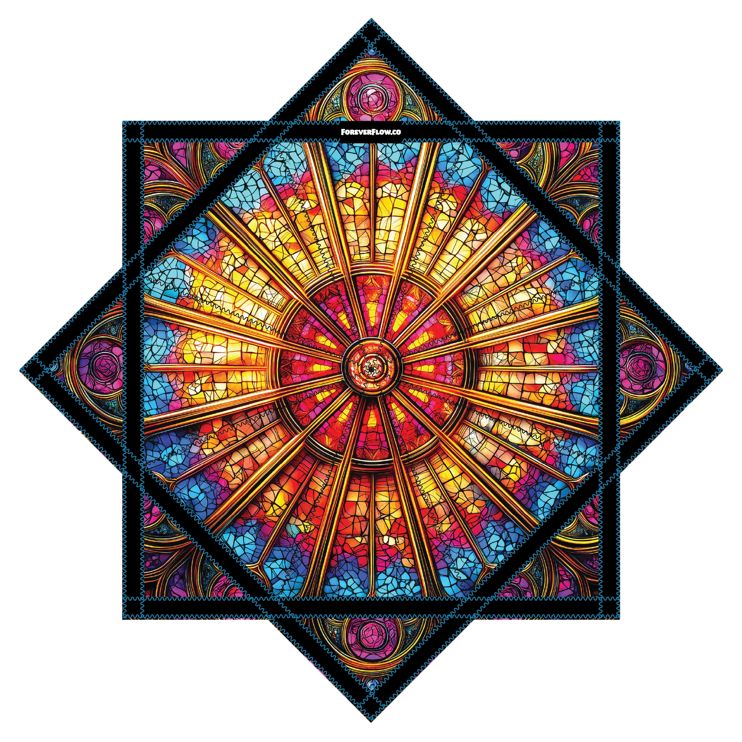 Warm and Cool Stained Glass – Forever FlowStar 26" (Ready To Ship)