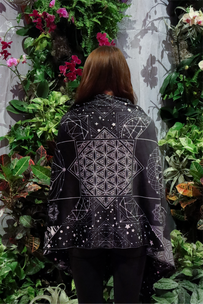 Black and White FlowStar Pashmina