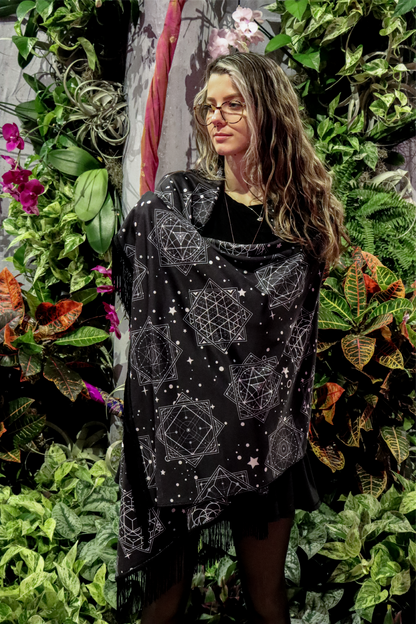 Black and White FlowStar Pashmina