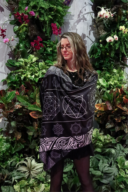 Black and White FlowStar Pashmina