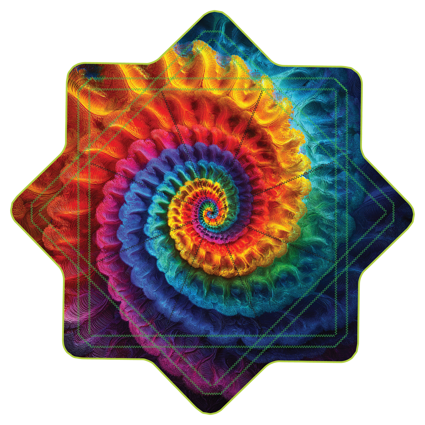 Rainbow Space Fractal –  Stash Star - Velcro Pocket (Ready To Ship)