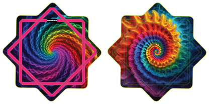 Rainbow Space Fractal –  Stash Star - Velcro Pocket (Ready To Ship)